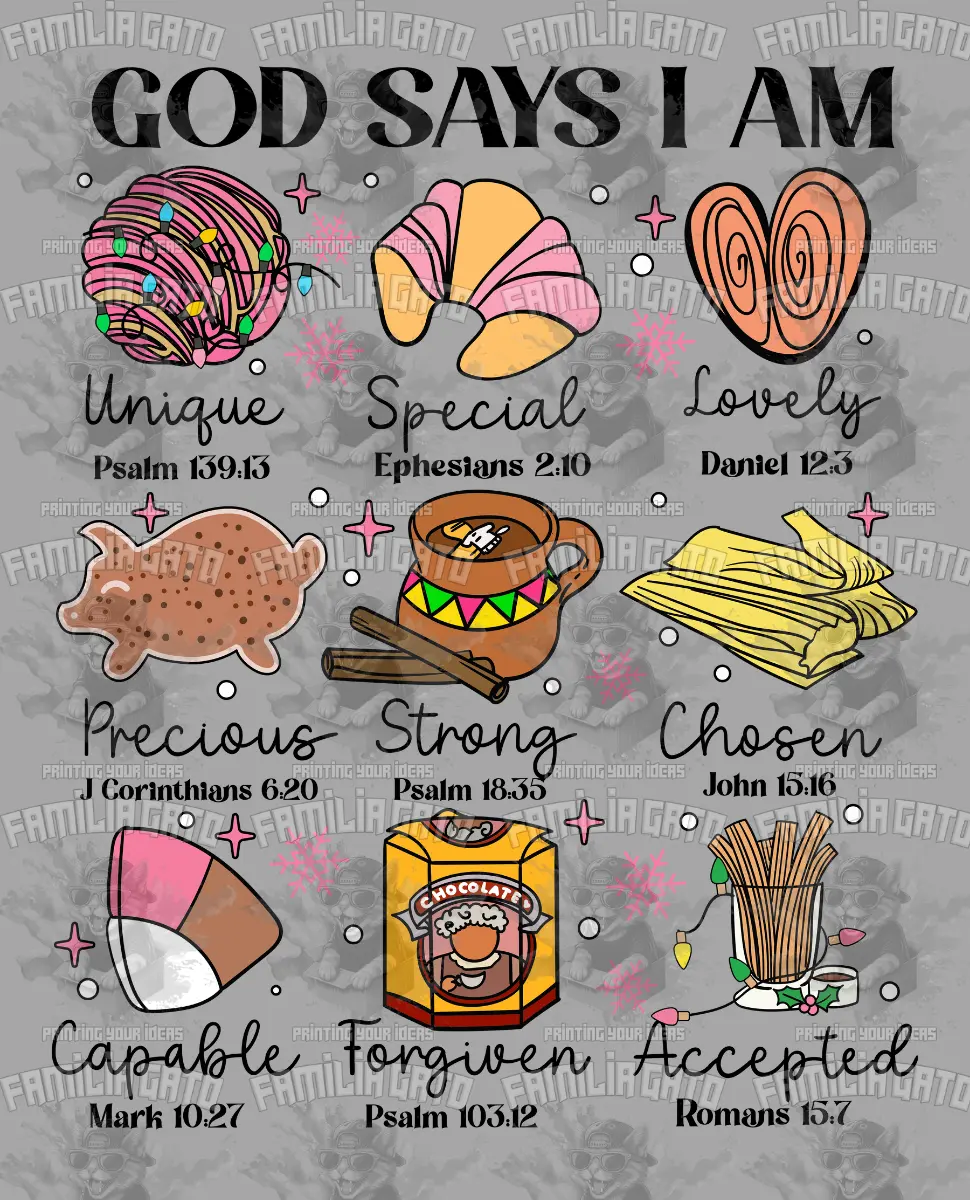 Customizable "God Says I Am Mexican" DTF Transfer, Durable Specialty DIY Supply with Firm Pressure at 320°F for 13 Seconds, Hot Peel on All Fabric Types, Medium to Firm Pressure at 280°F for 13 Seconds