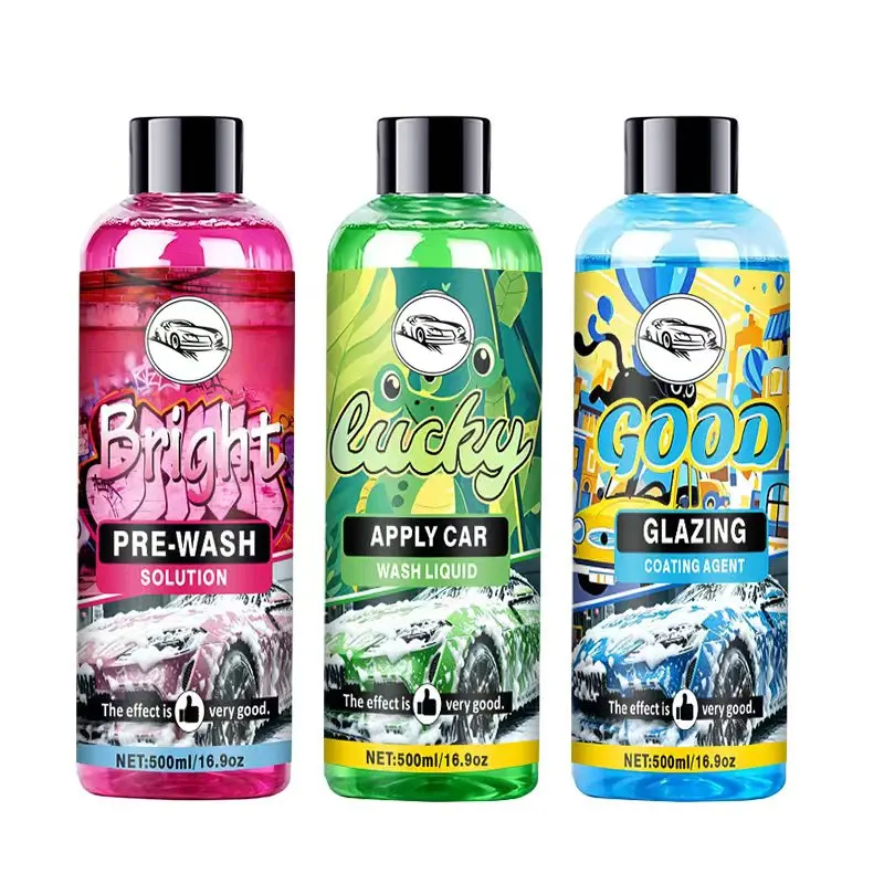 3-Step Car Care Liquid Set | Pre Wash + Wash + Coating for Showroom Glossy Finish,High-Foaming, pH-Balanced Formula withPolymers & Surfactants, Paint-Safe Dirt Removal,Minimizes Scratching, Ideal for Weekly Wash, CarCleaning Agent, Car Detailing Products,