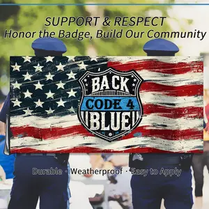 Reflective Thin Blue Line Sticker – Code 4 Police Support Decal, American Flag Patriotic Vinyl Stickers for Cars, Trucks, Windows, Helmets – Waterproof, UV-Resistant Law Enforcement Tribute, Spring Tok car stickers