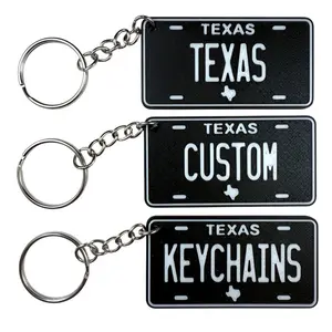 TEXAS Custom Keychain Mini License Plate Design Keychains – Personalized with Your Last Name, First Name, City, State or Phrase – Durable PLA Plastic with 3D Embossed Detail – Lone Star State Pride Gift – Fast U.S. Shipping