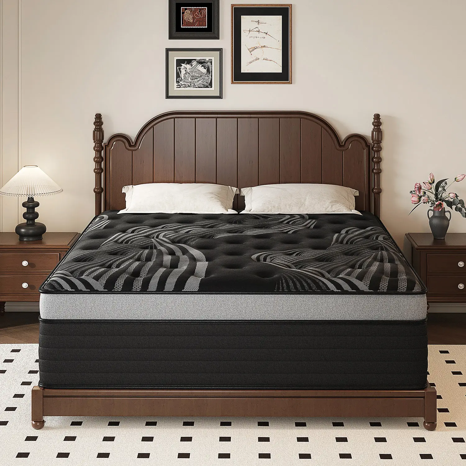 12/14 Inch Twin Full King Queen Mattress , Hybrid Mattress in a Box, Memory Foam and Individual Pocket Springs, Edge Support, Motion Isolation & Pressure Relief, Medium Firm