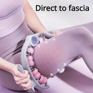 14-Wheel Yoga Fitness Roller with Leg Holders - Deep Tissue Massager for Muscles and Performance Enhancement, Pink and Gray, Perfect for Home Workouts and Fitness Equipment | Ergonomic Design | Safe Leg Holders