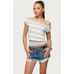 Edikted Women's Hettie Striped Off The Shoulder Knit Top