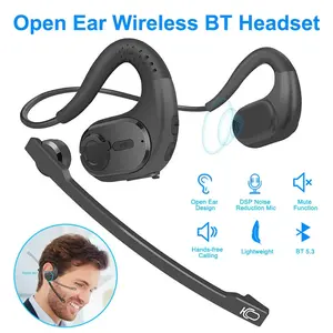 Wireless Earbuds with Detachable Mic, Noise-Canceling Bluetooth-compatible Headphones for Phone, Laptop, PC, Open-Ear Design for Office, Running, Cycling, Driving