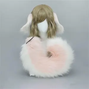 2Pcs/set Shepherd Dog Ear Hairband Tail Shiba Lnu Ear Plush Dog Role Play Cos Pet Puppy Ear Tail Halloween Costume Accessories