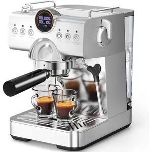 Kismile Espresso Machine with Cold Brew, Professional Espresso Maker with Milk Frother Steam Wand for Latte & Cappuccino, Espresso Coffee Machine with LED Display for Home Use(Stainless Steel)