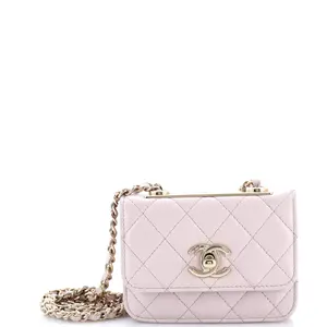Pre-owned CHANEL Leather Clutches & Wristlets Trendy CC Card Holder on Chain Quilted Lambskin by Rebag