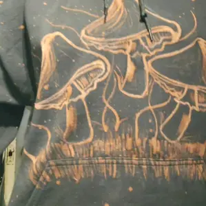 Bleach Painted Mushroom Hooded Sweatshirt