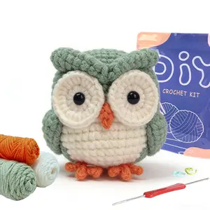Owl Shape Beginner Crochet Kit, DIY Knitting Material Pack, Includes Teaching Videos, Random Accessory Colors, Beginner Friendly, Complete Set