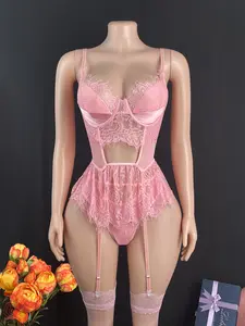 Elegant Floral Lace Transparent Bralette Set, Steel Ring Design, Slim Fit Comfortable Underwear, Perfect for All-Day Wear & Special Occasions