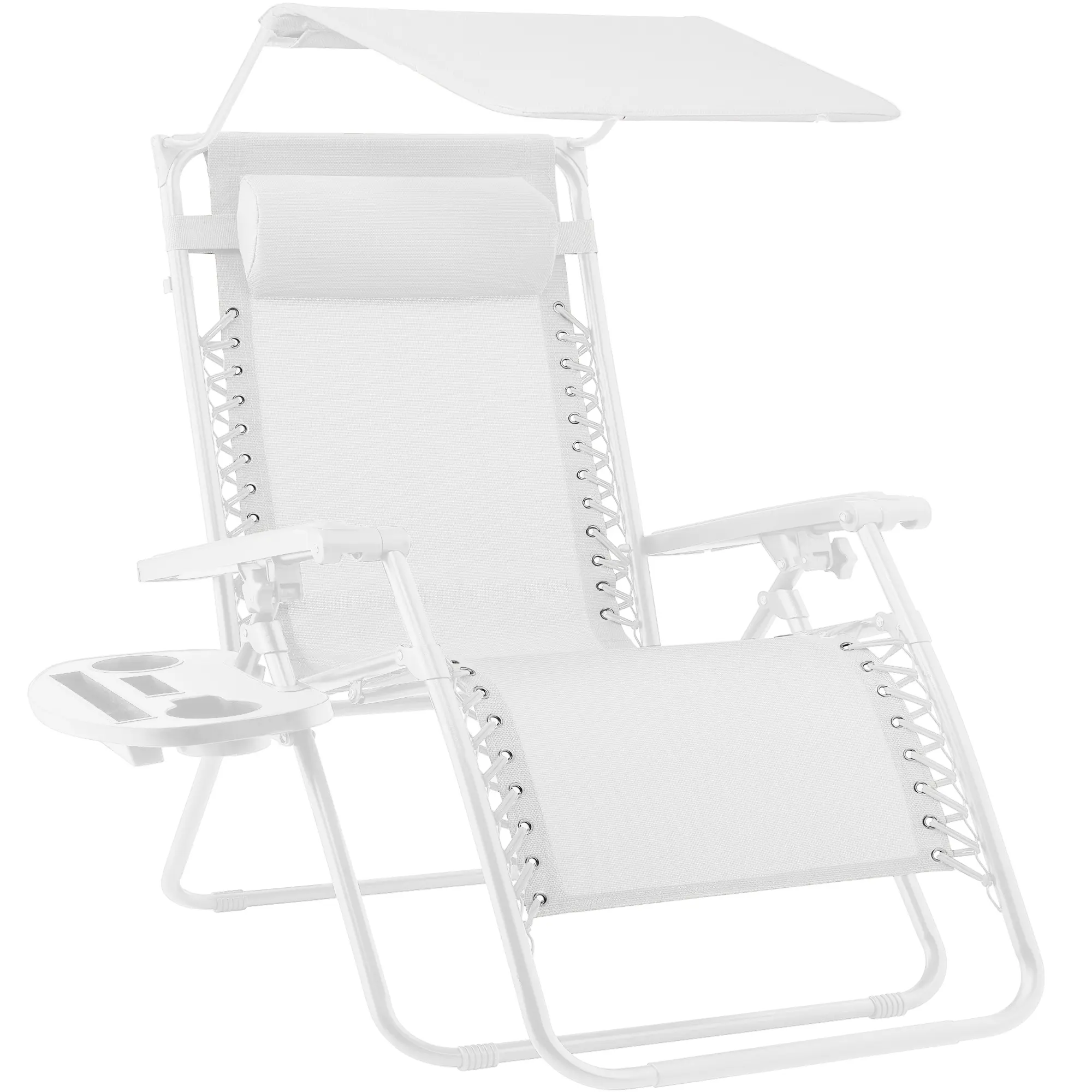 Best Choice Products Folding Zero Gravity Recliner Patio Lounge Chair w/ Canopy Shade, Headrest, Tray