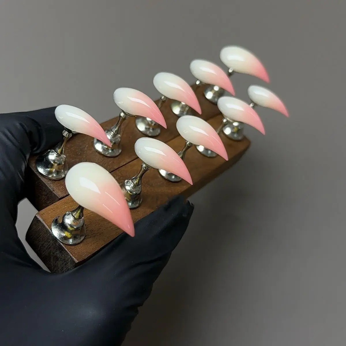 Zanxu| 10pcs PEACH DRAGON CLAWS! Nude Pink Daily Gradient | Handmade Luxury s Long Butterfly Rhinestone s Mirror Metal Stiletto s nail claw alt style handmade wearable live crystal liveroom Acrylic Square Brown French Tip Nai Crystal Nail Art Bags Purple