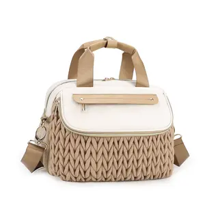 New Quilted Mommy Bag, Baby Stroller Bag, Handheld Crossbody Pre-Natal Bag, Large Capacity Multi-Functional Maternity Bag, Storage Bag
