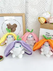 Funny Strawberry Carrot Rabbit Plush Toys Cuddly Stuffed Animal Stuffed Into Fruit Transform Soft Animals Bunny Doll For Boys Girls Birthday Gift