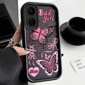 1 Piece Chic Suitable For Xiaomi Poco C65/C75/X5 Pro/M6 Pro/14T/14T Pro/x6/x5/M3 Pro/c61/M2/M2 Pro/M6/C31/M6 Plus Bad Girl Butterfly Phone Case Cover Suitable For Poco C65 Made Of Flexible With Ventilated For Formal
