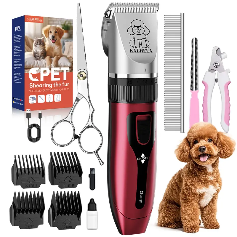 Dog Grooming Clippers, Low Noise, Electric Quiet, Adjustable Clipper Comb, Rechargeable Cordless Dog Hair Clippers for Dogs Cats Pets,