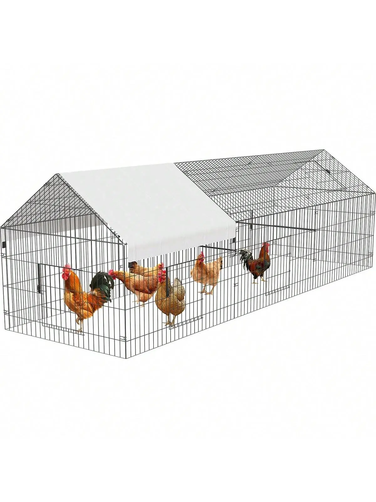Gaomon Safe Spacious Chicken Coop Enclosure - 130"l x 40"w x 40"h Portable Walk-In Cage for Chickens, Outdoor Backyard Poultry Run Fence With Large Space Rainproof Cover