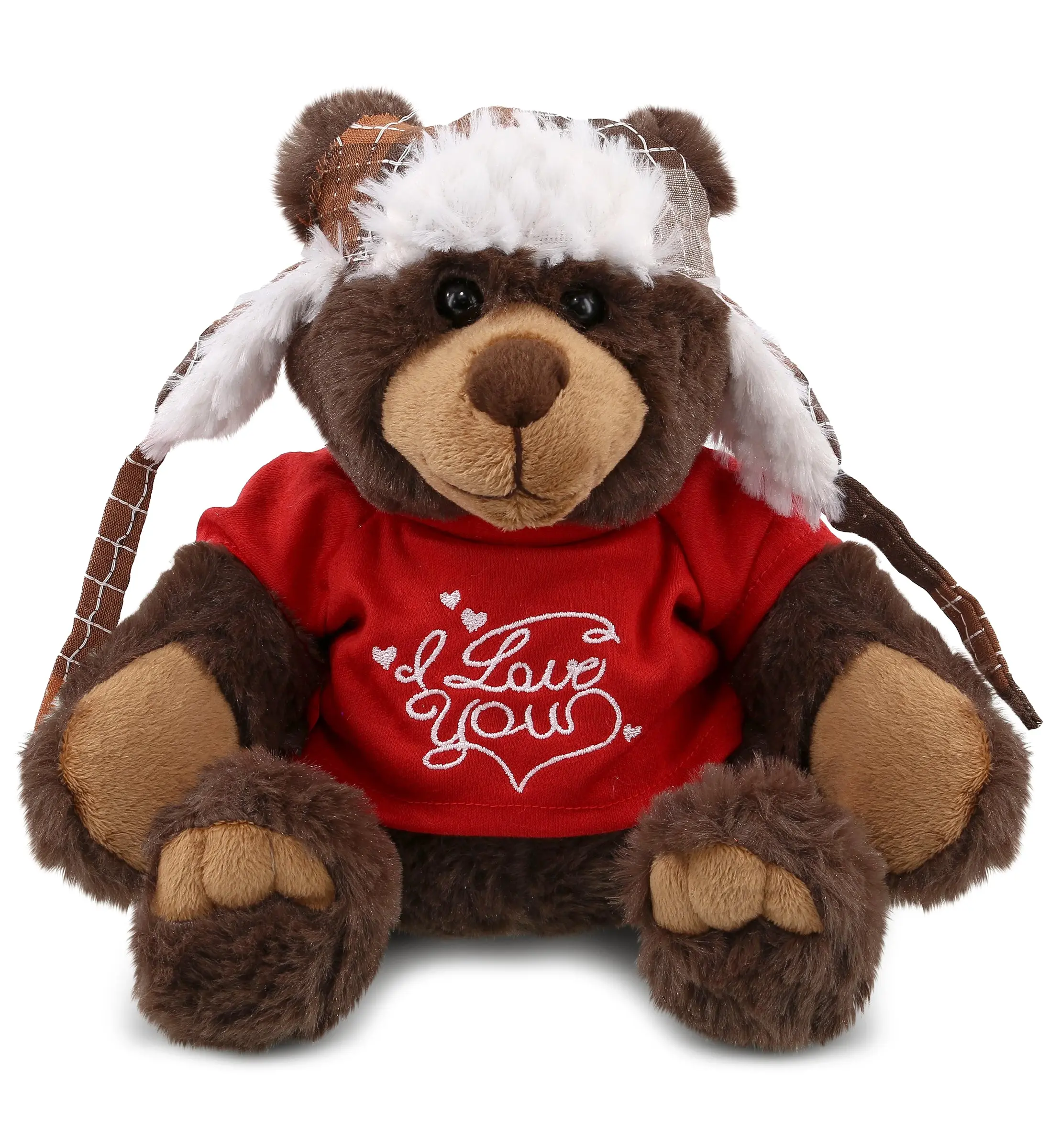 DOLLIBU 11-Inch Soft Huggable Brown Teddy Bear - Super Fluffy Stuffed Animal with Red Shirt, Toddler Gift, Valentine's Day Romantic Stuffed Animal Gift