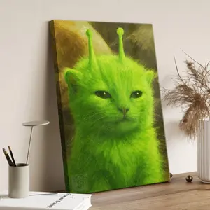 Glorp Cat Meme Art, Meme Painting, Digital Wall Art, Funny Animal Painting, Funny Cat, Cat Meme, Popular Meme