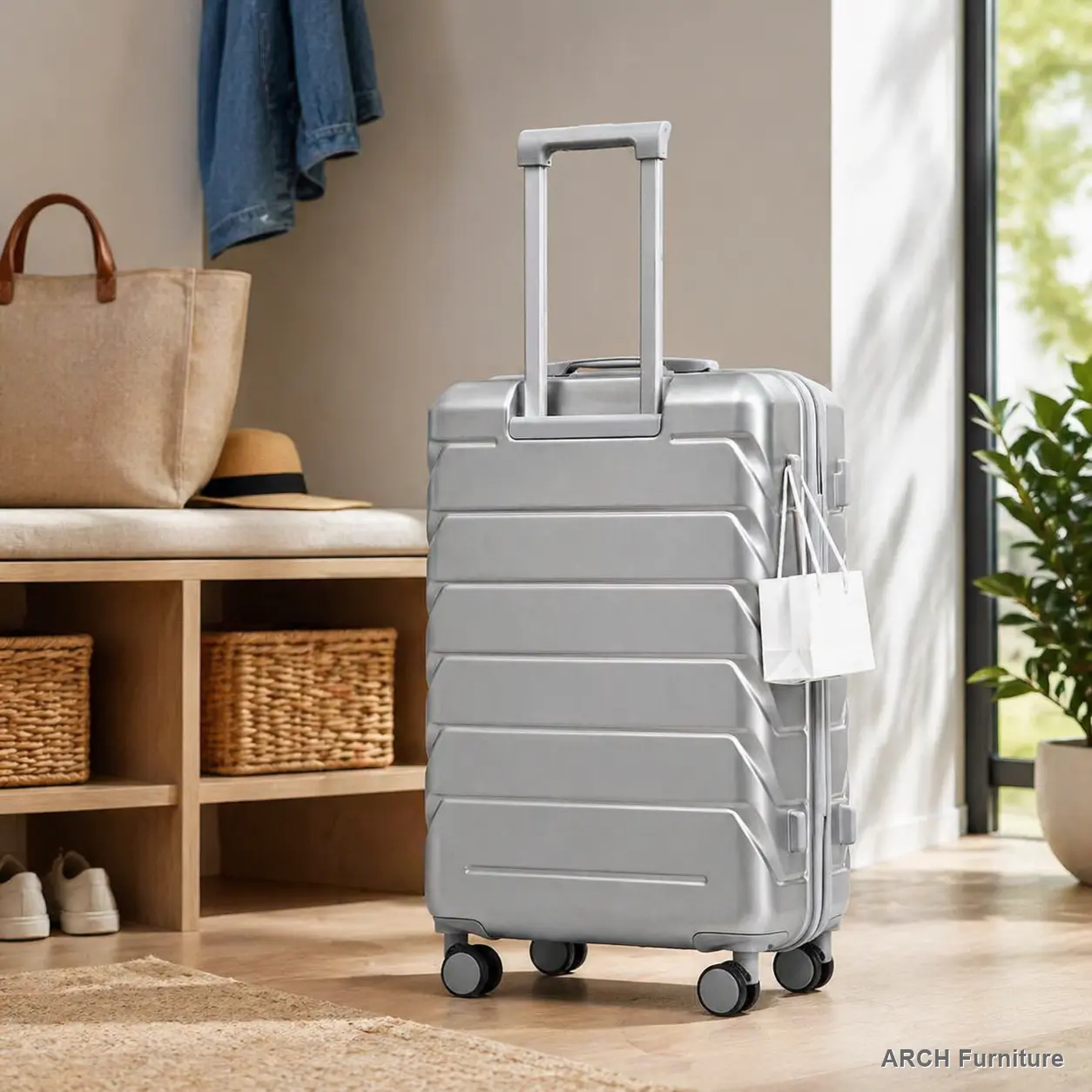 28 Inch ABS Hard Shell Large Checked Luggage Set - Scratch-Resistant, 4 Multi-Directional Wheels, Combination Lock, Side Hooks, Wheeled Luggage (Silver), Luggage Sets Expandable Duffel Bag Travel Duffel Bag