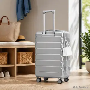 28 Inch ABS Hard Shell Large Checked Luggage Set - Scratch-Resistant, 4 Multi-Directional Wheels, Combination Lock, Side Hooks, Wheeled Luggage (Silver), Luggage Sets Expandable Duffel Bag Travel Duffel Bag