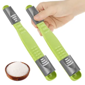 2Pcs Adjustable Measuring Spoon with Double End Scale 9 Stalls Kitchen Measuring Spoon Measures Dry and Liquid Ingredients for Baking Cooking