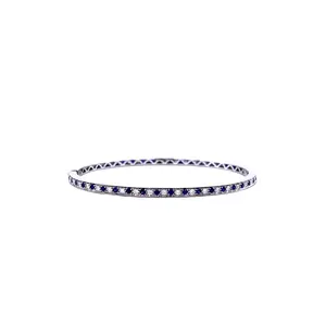 Diamond, Blue Sapphire & White Gold Cuff Bracelet