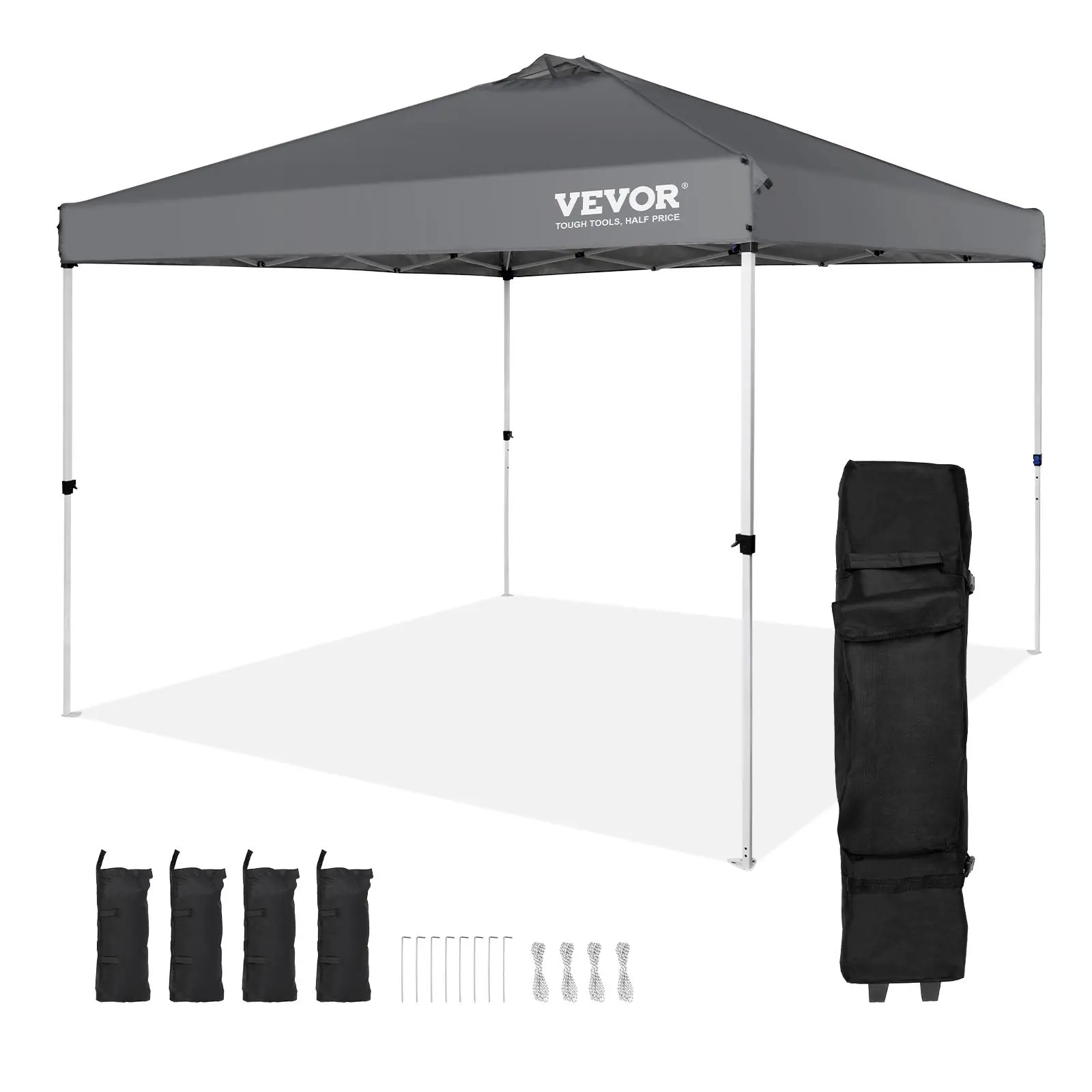 10x10 ft Pop-Up Canopy Tent, Waterproof PU Fabric Commercial Shelter with Adjustable Sunshade Cover, Reinforced Aluminum Frame for Parties, Events & Camping