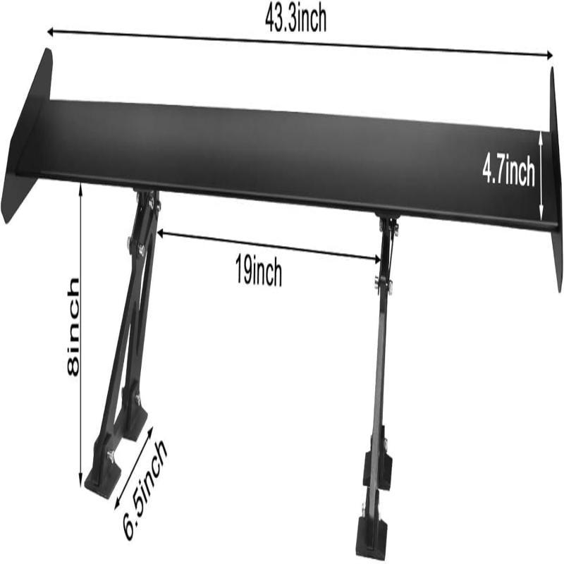 Slendor GT Wing Spoiler, 43.3 Inch Lightweight Aluminum Single Rear Wing, Adjustable Angle Car Spoiler Universal, Rear Spoiler for Cars Single Deck Racing Vehicle