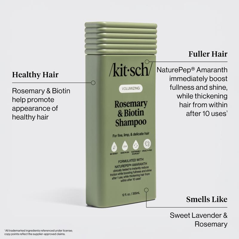 Kitsch Volumizing Rosemary & Biotin Shampoo & Conditioner Combo - Sustainably Sourced Coconut Fragrance Haircare Cleanser for Fine Hair
