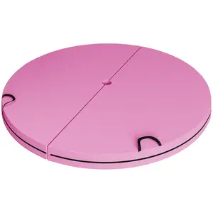 Pink 59.1 inch square foldable pole dance crash mat 35 inch thick soft epe foam with built in handles for home indoor dance fall impact safety protection