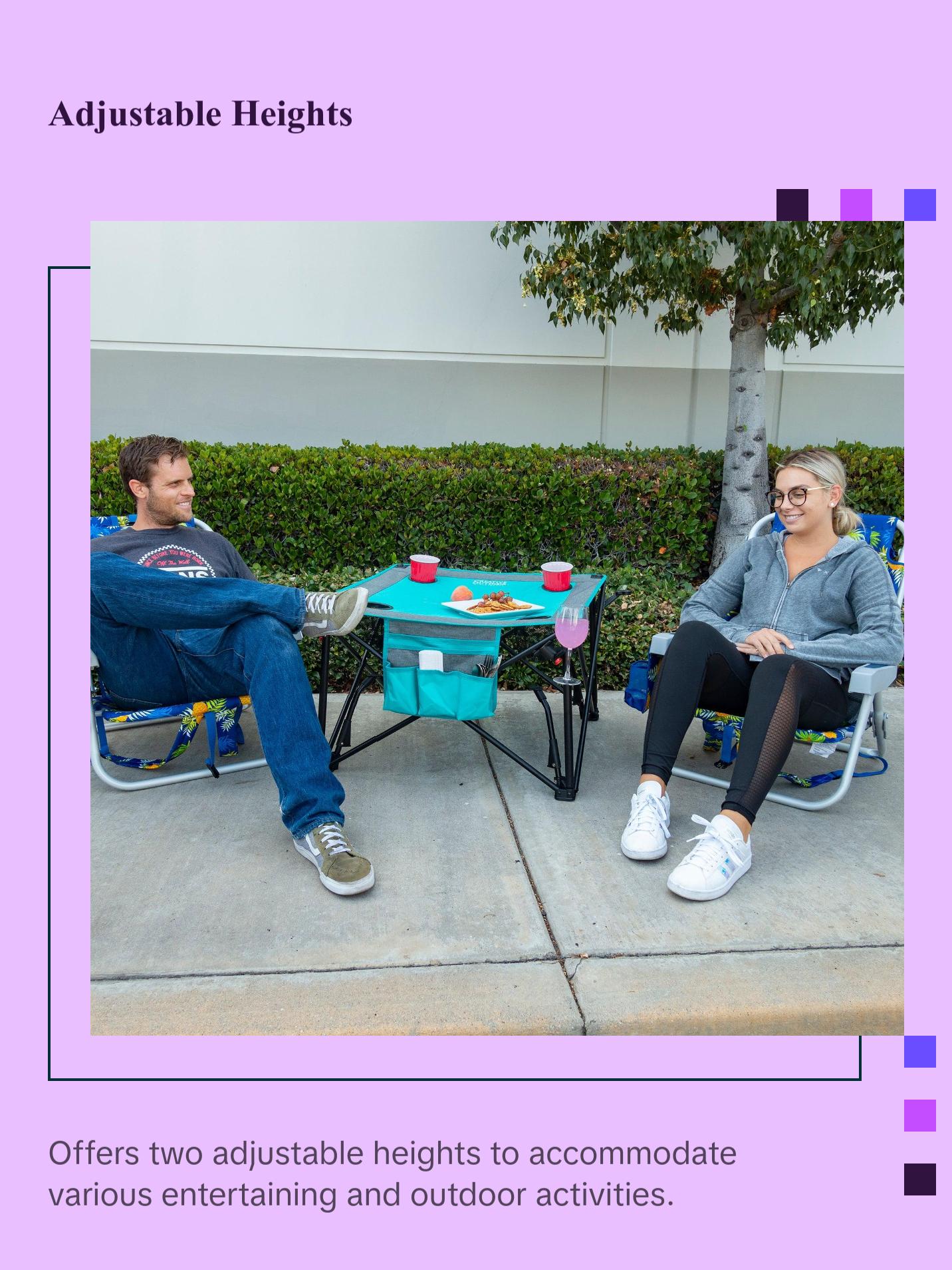 Adjustable Height Folding Wine Table | Teal