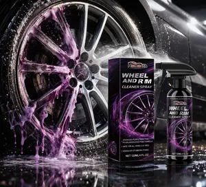 Car Wheel Hub Cleaning Spray 120ml Two Face Wheel Cleaner Acid Free Removes Brake Dust and Dirt Suitable for All Wheel Hubs and Tires
