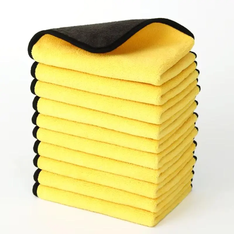 Coral Fleece Car Cleaning Cloth - Thick, High-Absorbent, Double-Sided, Quick-Dry Cars Accessories for Auto Washing Maintenance, Household Use