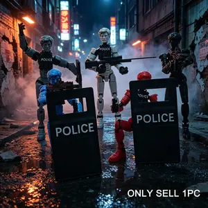 T13 Jointed Special Police Model Figure, 3D Printed Police Shield Ornament, Collectible Action Figure, Detailed Design, Perfect Gift