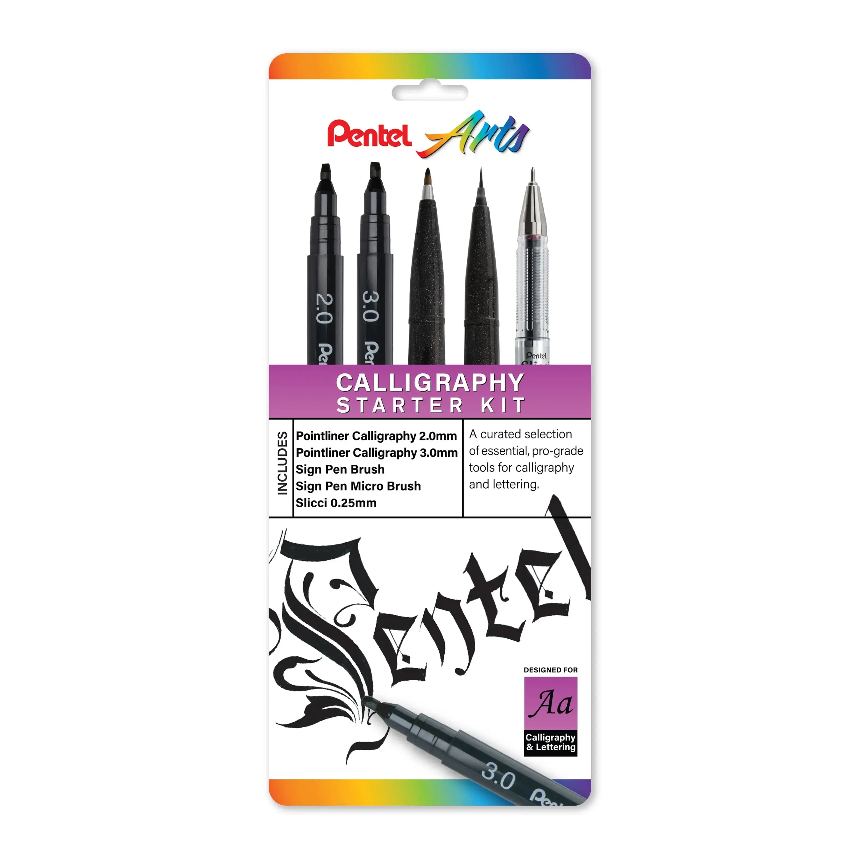 Pentel Arts Beginner-Friendly Calligraphy Starter Kit - 5-pieces Plastic-Free Curated Writing Tool Set, Comfortable Grip, Perfectly Balanced Tools for Hand Lettering Beginners, Office Stationery, Wedding Invitations, Greeting Cards