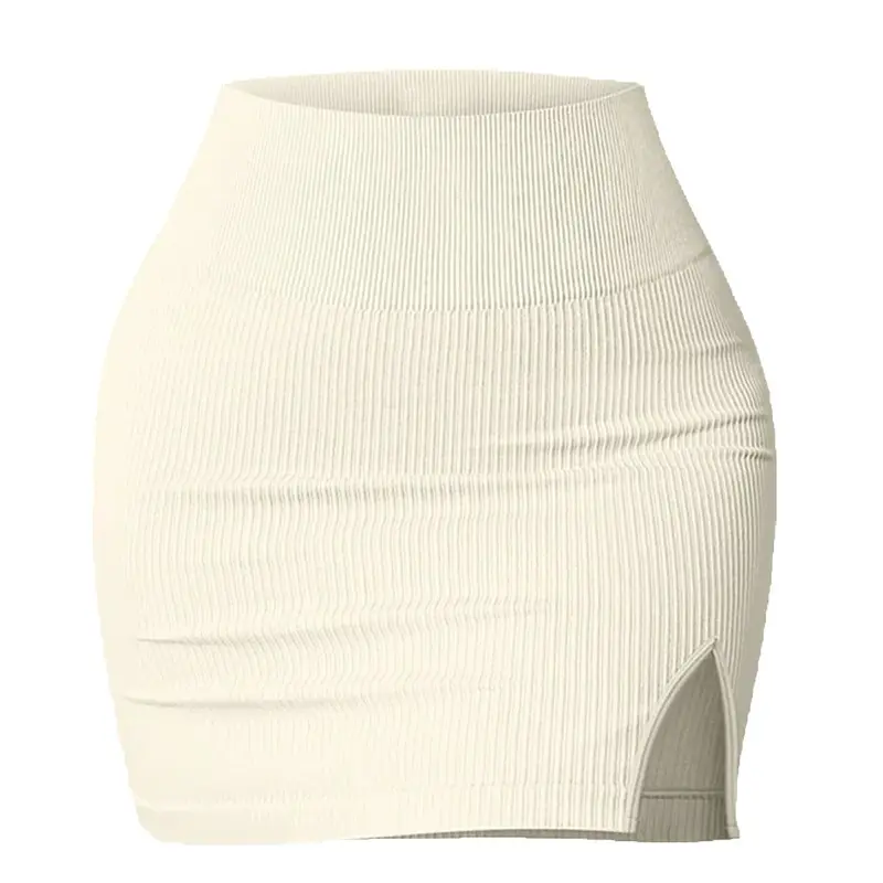 Women's Solid Ribbed High Waist Skirt, Casual Sporty Split Hem Short Skirt, Active Skirts, Athletic Skirt, Workout Skirts for Daily Outdoor Wear, Ladies Sportswear for All Seasons