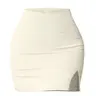 Women's Solid Ribbed High Waist Skirt, Casual Sporty Split Hem Short Skirt, Active Skirts, Athletic Skirt, Workout Skirts for Daily Outdoor Wear, Ladies Sportswear for All Seasons