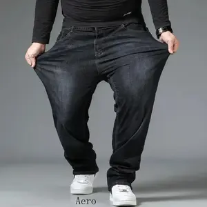 jeans pants 10XL Mens Baggy Jeans Oversize High Waist Loose Trousers Large Size Male Denim Pants Husband Plus Size Loose Blue Denim Pants Streetwear Casual Menswear Fashion