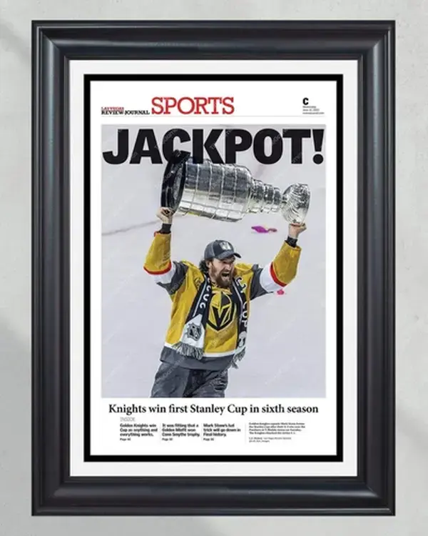 2023 Las Vegas Golden Knights 'JACKPOT!' Mark Stone Commemorative Newspaper Poster Print - NO FRAME