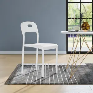Dining Chairs Plastic Stackable Kitchen Chair,Metal Legs,Easy Assembly, Ergonomic Back, Waterproof and Stain-Resistant,Plastic Chair for Outside,Office,Kitchen,Living Room