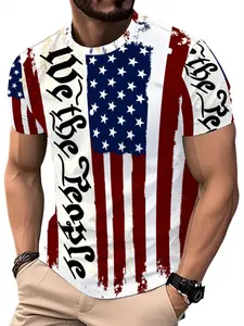 Men's Short Sleeve T-Shirt with American Flag Pattern, Casual Fashion Printed Top, New Summer Trendy Men's Clothing