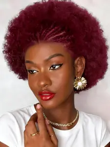 13x4 Lace Front Braided Wigs for Women, Human Hair Afro Kinky Curly Lace Frontal Hair Wigs, Pre Braided, Natural Look, Human Hair Silky