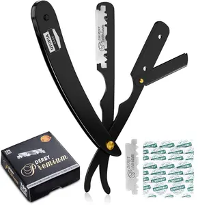 Utopia Care Professional Straight Razor for Men, Barber Straight Edge Razor Safety with 100 Pack Blades, Black