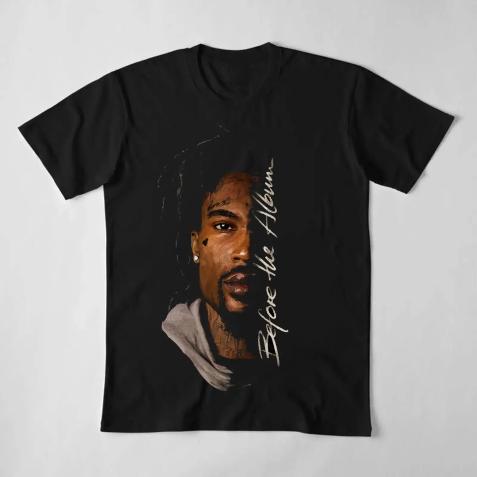 Hunxho Before The Album Half Face Portrait T-Shirt – Vintage Atlanta Rap Graphic Tee
