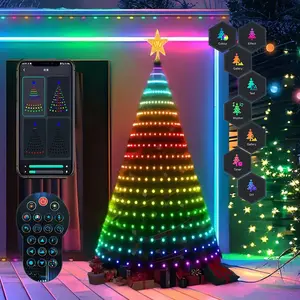 6Ft/7Ft Smart Christmas Tree Lights - 400 LEDs DIY Animated Color Changing with Ring & Topper Star, App/Remote Control, Music Sync & Timer for Home Holiday Decor