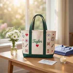 Personalized Nurse Tote Bag, Embroidered Canvas Medical Bag, RN LPN Gift