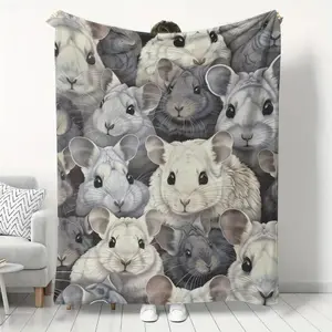 Dhakalrlde Soft Flannel Throw Blanket, Preppy Style Digital Print Chinchilla Pattern, Lightweight, Warm, Cozy, Polyester, with Craftsmanship, for Sofa, Travel, Outdoor, All Seasons, Perfect Comfort Gift for Everyone  Essential for home and outdoor use.