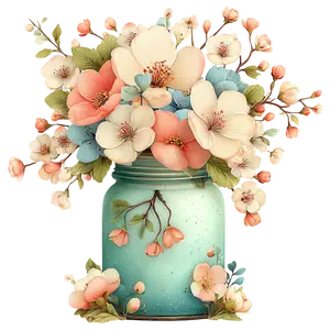 Whimsy Wildflower Mason Jar Ready To Press Heat Transfer