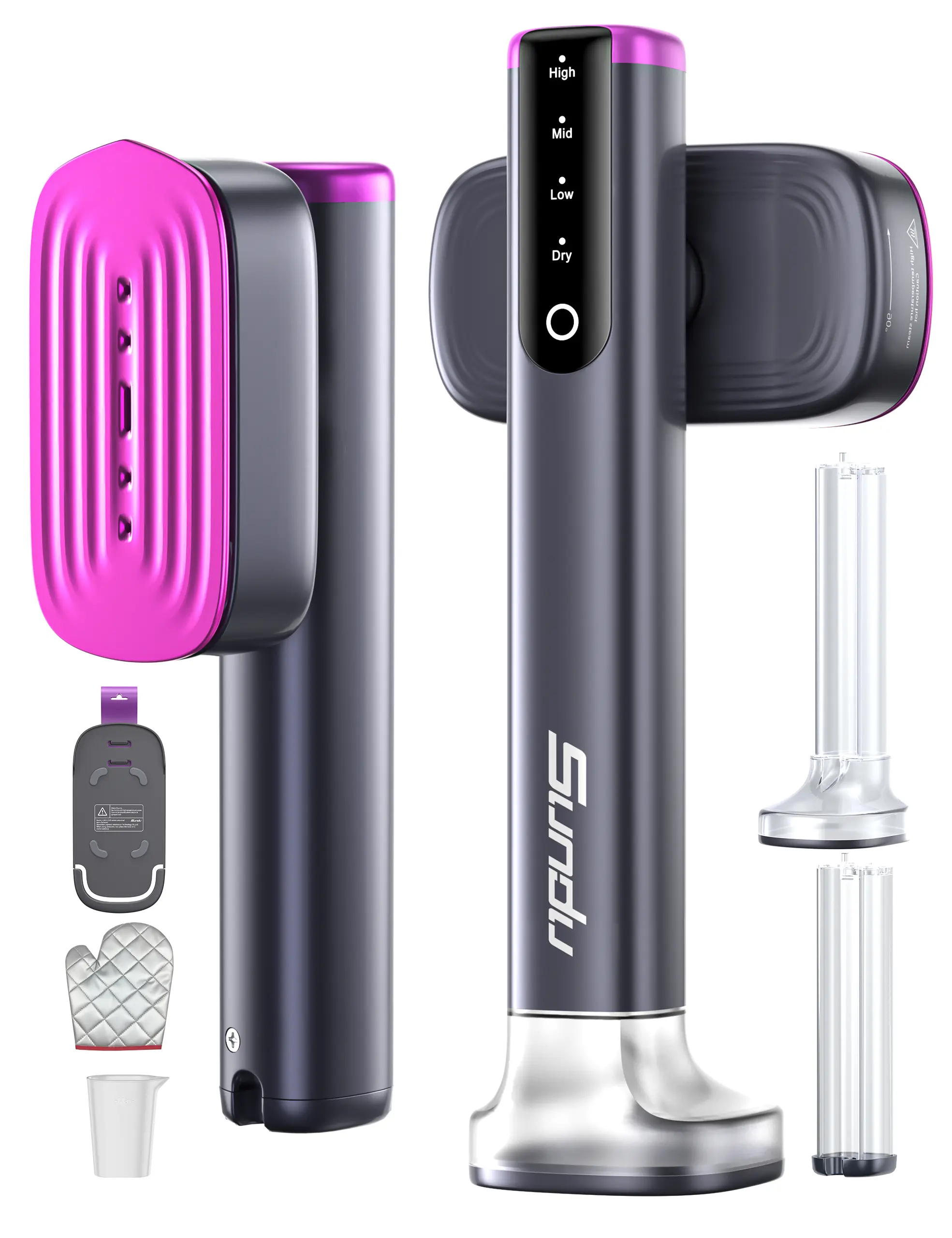 SUNDU 2-in-1 Handheld Travel Steamer with Dual Interchangeable Water Tanks (100ml + 180ml), 15s Fast Heat-up, LED Touch Display & 24g/min Strong Steam for Versatile Home and Travel Use
